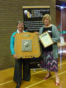 Editor Bridget Purr, receiving the Elizabeth Simpson Award from Lady Teviot